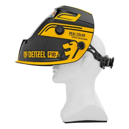 Щиток защитный лицевой (маска сварщика) F10, см. окно 100х96, Real Color, DIN 4-8/9-13// Denzel 89719 купить в Кургане