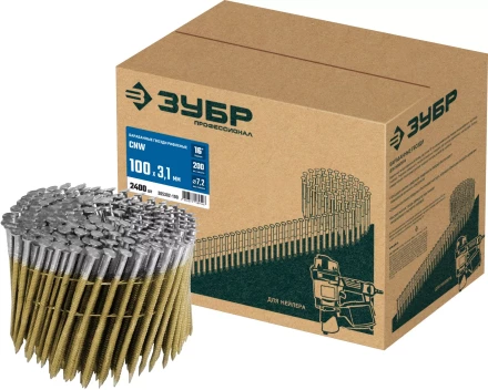 ЗУБР CNW 100 х 3.1 мм, барабанные гвозди рифленые, 2400 шт (305382-100) купить в Кургане