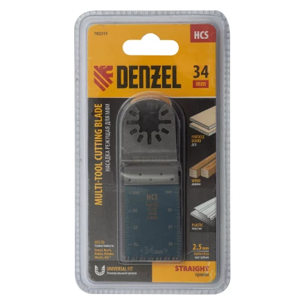 Насадка для МФИ режущая пазовая прямая, HCS, по дереву, ламинату 34 х 2.5 мм, крупный зуб Denzel 782315 купить в Кургане