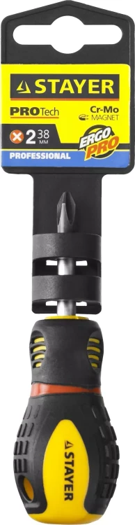 Отвертка STAYER "PROFESSIONAL" "PROTech", двухкомп рукоятка, намагниченная, Cr-Mo, PH2x38мм 25132-2-38_z02 купить в Кургане
