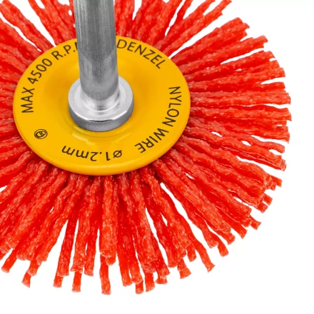 Щетка для дрели Denzel, 65 мм, Плоская, со шпилькой, нейлоновая щетина, 74433 купить в Кургане