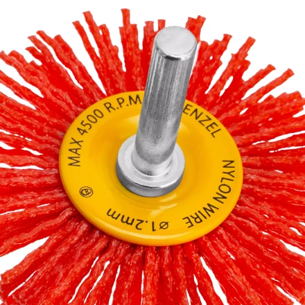 Щетка для дрели Denzel, 65 мм, Плоская, со шпилькой, нейлоновая щетина, 74433 купить в Кургане