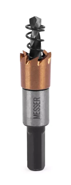 HSS-TiN коронка MESSER  16мм с центр. сверлом и толкающей пружиной для  лист. материала  до 2 мм ц/х купить в Кургане