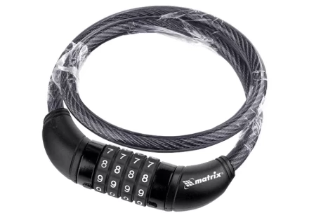 Замок тросовый универсальный с кодовым механизмом 10х950 мм MATRIX 91818 купить в Кургане