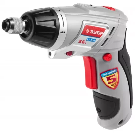 Отвертка ЗУБР аккум,реверс,2 полож.корпуса,подсветка,регул. момента,набор из бит,Li-Ion,1.5 А/час,3Нм,3,6В,в блистере ЗО-3.6-Ли Б купить в Кургане