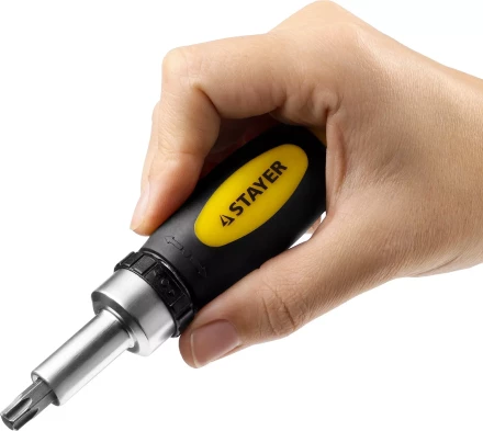 Отвертка реверсивная в наборе с битами, STAYER 2557-H38, Cr-V сталь, 38 предметов 2557-H38 купить в Кургане