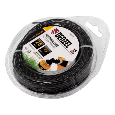 Леска для триммера двухкомпонентная эллипс, 2,0мм х 15м, блистер EXTRA CORD, Denzel 96247 купить в Кургане