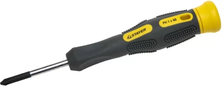 Отвертка STAYER &quot;PROFESSIONAL&quot; &quot;MAX-GRIP&quot; для точн работ, Cr-V, двухкомп рукоятка, магнит наконечник, PH №1x40мм 25826-1-040 G купить в Кургане