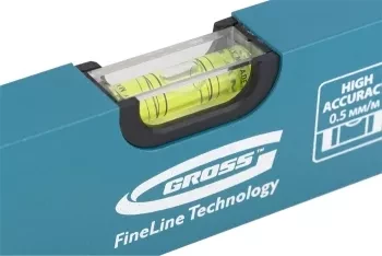 Уровень алюминиевый усиленный 800 мм толщина профессиональный 2 мм 3 глазка  GROSS 33628 купить в Кургане