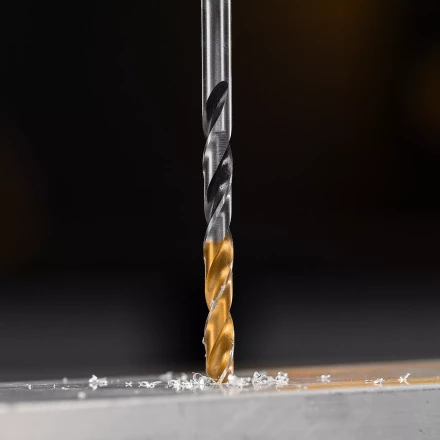 Сверло спиральное по металлу Denzel 5 x 86мм, Р6М5, Golden Tip, многогранная заточка, 718276 купить в Кургане