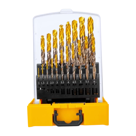 Набор сверл по металлу Denzel 723008, 1-10 мм, Р6М5К8-TiN, Golden Tip, 19 шт купить в Кургане