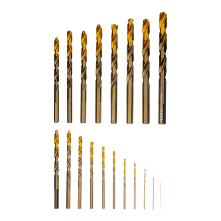 Набор сверл по металлу Denzel 723008, 1-10 мм, Р6М5К8-TiN, Golden Tip, 19 шт купить в Кургане