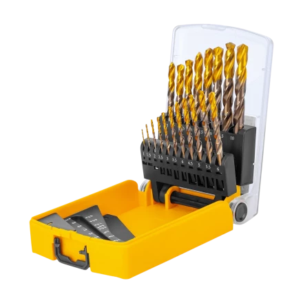 Набор сверл по металлу Denzel 723008, 1-10 мм, Р6М5К8-TiN, Golden Tip, 19 шт купить в Кургане