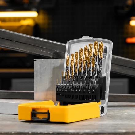 Набор сверл по металлу Denzel 723008, 1-10 мм, Р6М5К8-TiN, Golden Tip, 19 шт купить в Кургане