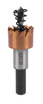 HSS-TiN коронка MESSER  17мм с центр. сверлом и толкающей пружиной для  лист. материала  до 2 мм ц/х купить в Кургане
