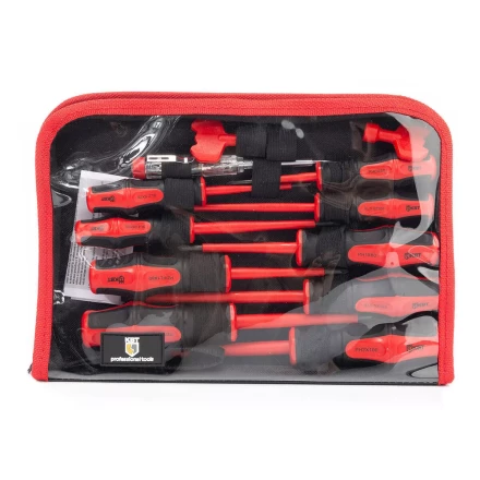 Набор диэлектрических отверток КВТ VDE НИО-12, профиль SL, PH, PZ/FL и ключи для электрошкафов, 12 предметов (103016) купить в Кургане