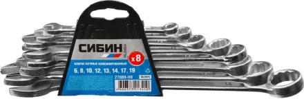 Набор СИБИН: Ключи комбинированные гаечные, белый цинк, 6-19мм, 8шт 27089-H8 купить в Кургане