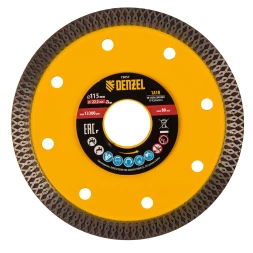 Диск алмазный отрезной Denzel 115 х 22,2мм, сплошной, супертонкий, горячий пресс, сухой/мокрый рез 73057