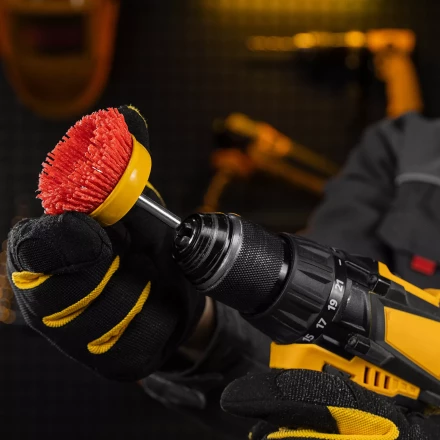 Щетка для дрели Denzel, 65 мм, Чашка, со шпилькой, нейлоновая щетина, 74435 купить в Кургане