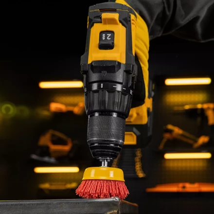 Щетка для дрели Denzel, 65 мм, Чашка, со шпилькой, нейлоновая щетина, 74435 купить в Кургане