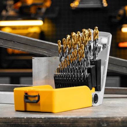 Набор сверл по металлу Denzel 723009, 1-13 мм, Р6М5-TiN, Golden Tip, 25 шт купить в Кургане