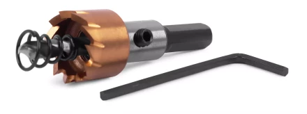 HSS-TiN коронка MESSER  18мм с центр. сверлом и толкающей пружиной для  лист. материала  до 2 мм ц/х купить в Кургане