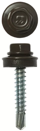 Саморезы ЗУБР окраш., RAL 8028 земел.-коричн., для крепл. кров. матер. к дерев. обреш., 4.8х29мм, 2500шт 4-300310-48-029-8028 купить в Кургане