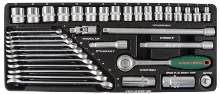 Набор головок торцевых 3/8&quot;DR 6-22мм ключи комбинированные 7-17мм 36предметов Jonnesway S04Н3536S 47394 купить в Кургане