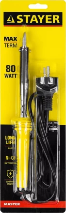 Паяльник STAYER &quot;MASTER&quot; с пластмассовой рукояткой и долговечным жалом, 80 Вт, клин 55305-80 купить в Кургане