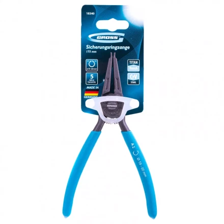 Съемник 175 мм для внешних стопорных колец (19-60 мм) прямые губки Gross 18340 купить в Кургане