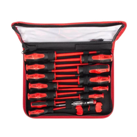 Набор диэлектрических отверток КВТ VDE НИО-15, профиль SL, PH, PZ, PZ/FL и ключи для электрошкафов, 15 предметов (103015) купить в Кургане