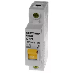 Выключатель СВЕТОЗАР автоматический, 1-полюсный, "С" (тип расцепления), 32 A, 230 / 400 В 49060-32-C