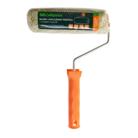 Валик &quot;Фасадные работы&quot;, 180 мм, ворс 18 мм, D 36 мм, D ручки - 6 мм, полиакрил,полиэстер Сибртех 80217 купить в Кургане