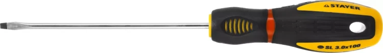 Отвертка STAYER "PROFI" "PROTech", двухкомп рукоятка, намагниченная, Cr-Mo, SL3,0x100мм 25131-03-10_z02 купить в Кургане