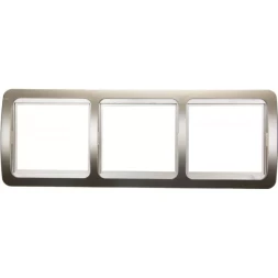 Панель СВЕТОЗАР "ГАММА" накладная, горизонтальная, цвет золотой металлик, 3 гнезда SV-54148-GM