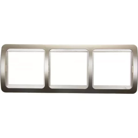 Панель СВЕТОЗАР &quot;ГАММА&quot; накладная, горизонтальная, цвет золотой металлик, 3 гнезда SV-54148-GM купить в Кургане