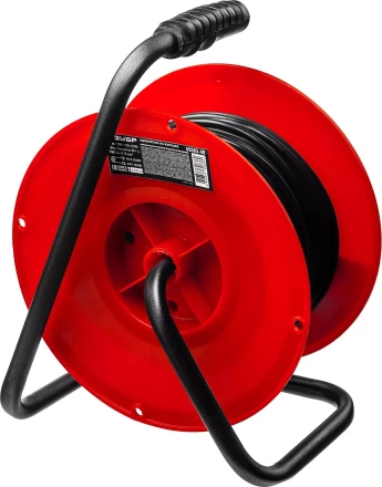 Удлинитель на катушке &quot;ПВС 307&quot;, 40 м, 2500 Вт, 4 гнезда, ПВС 3х0,75 кв мм, ЗУБР 55083-40 купить в Кургане