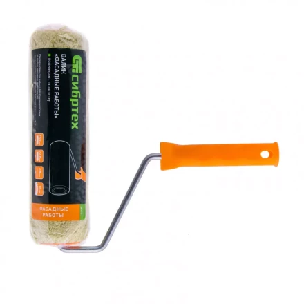 Валик &quot;Фасадные работы&quot; 250 мм ворс 18мм D 48 мм D ручки 8 мм полиакрил полиэстер Сибртех 80175 купить в Кургане