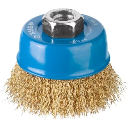 ЗУБР &quot;ПРОФЕССИОНАЛ&quot;. Щетка чашечная для УШМ, витая латунированная стальная проволока 0,3мм, 60ммхМ14 3526-060_z02 купить в Кургане