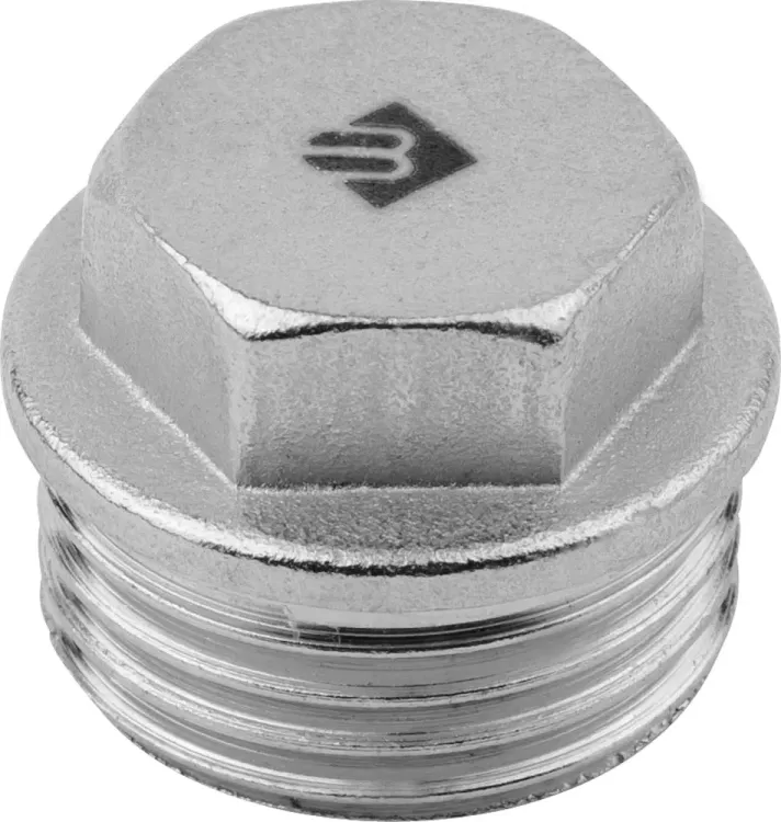 Заглушка ЗУБР "ЭКСПЕРТ", 6-ти гранная головка с прижимной шайбой, никелированная латунь, наружная резьба, 1/2" 51299-1/2 купить в Кургане