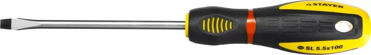 Отвертка STAYER "PROFI" "PROTech", двухкомп рукоятка, намагниченная, Cr-Mo, SL5,5x100мм 25131-05-10_z02 купить в Кургане