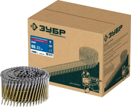 ЗУБР CNW 80 х 3.1 мм, барабанные гвозди рифленые оцинкованные, 3600 шт (305383-80) купить в Кургане